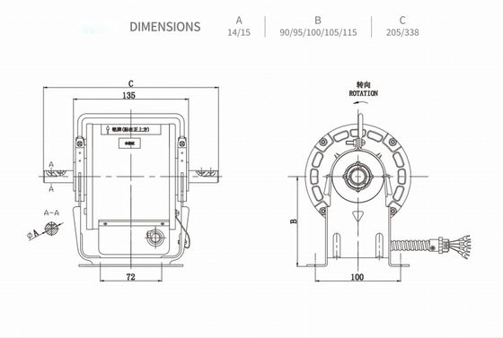 110v 230v Central AC Fan Motor 30w 120w 350w Single Phase For Standard Industry Air Curtain